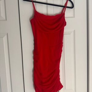 SHEIN Red Ruched Slip Mini Dress
